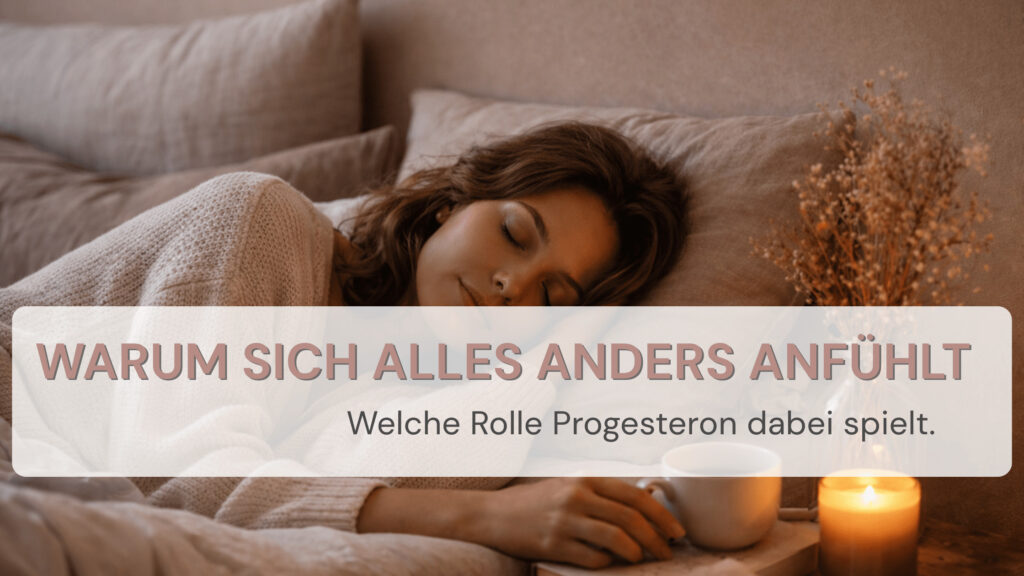 Ruhiges, feminines Bild, das den weiblichen Zyklus, hormonelle Veränderungen und das innere Erleben in der Lutealphase symbolisiert.